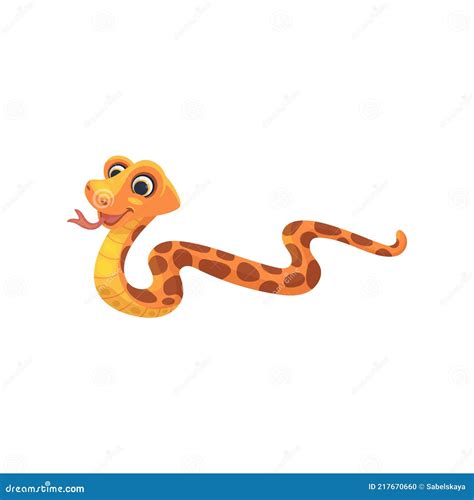 Cartoon Smiling Snake Cute Spotted Animal Funny Reptile Of Wild