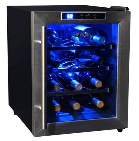 Newair 12 Bottle Electric Wine Cooler Chiller Stainless Steel Black New