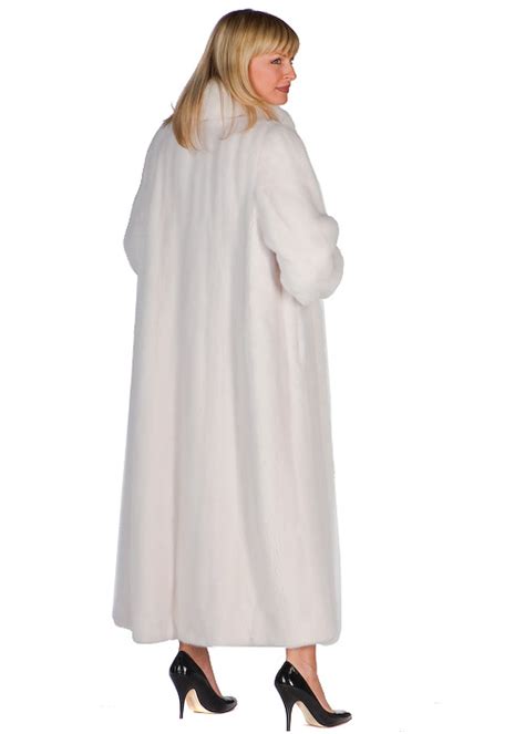 White Mink Full Length Coat White Fox Trimmed Madison Avenue Mall Furs