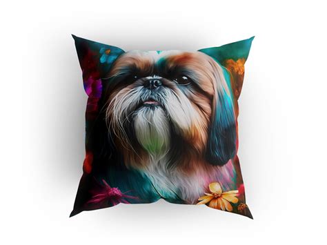 Panel Welurowy Poduszka X Shih Tzu W Kwiatach Fabric Shop