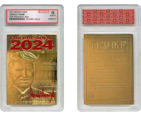 Collectible Trump Karat Gold Foil Trading Card Bonus Coin