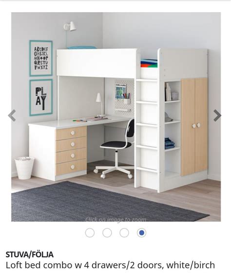 IKEA Stuva Loft bed with desk combo 傢俬家居 傢俬 Carousell