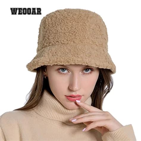 Weooar Sombrero De Pescador De Lana De Cordero Para Mujer Gorro De