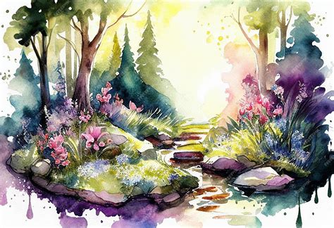 Premium AI Image | A watercolor painting of an enchanted fairytale ...