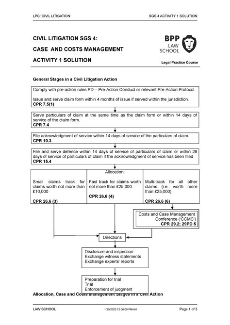 Civil Litigation SGS 4 LPC CIVIL LITIGATION SGS 4 ACTIVITY 1