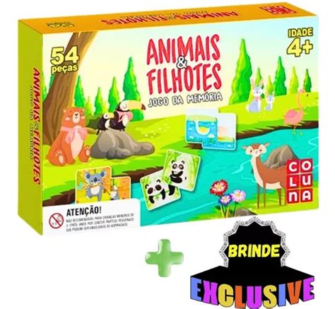 Jogo Da Memória Infantil De Mesa Animais E Filhotes Premium