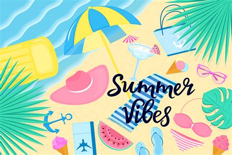 Summer Vibes Set Of Clipart Prints And Patterns