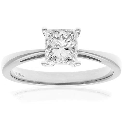 SPARKLD 18ct White Gold Four Claw J SI Certified Princess Cut 1 00ct