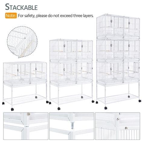 Yaheetech Stackable Wide Bird Cage Divided Breeder Cage White