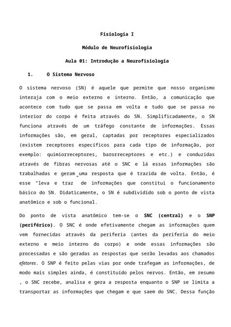 DOCX Fisiologia I Resumo Aula 01 De Neuro DOKUMEN TIPS