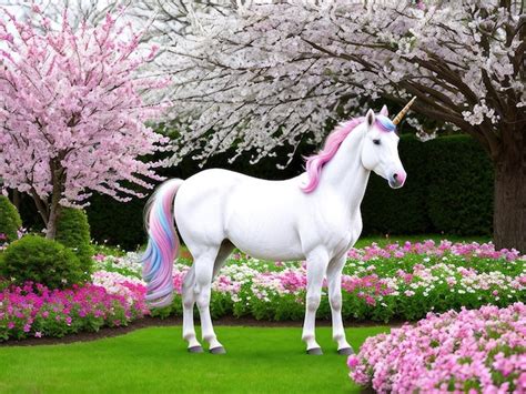 Premium AI Image Unicornsnow White Unicorn With A Pink Mane And Tail