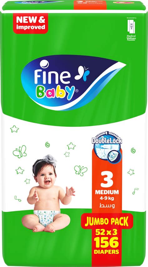 Fine Baby Fine Guard Diapers Size 3 Medium 49kg Jumbo Pack 3 Packs