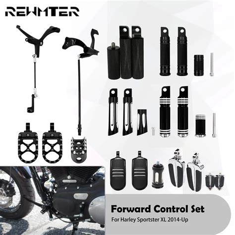 Motorcycle Forward Controls Complete Kit Pegs Levers Linkages Black For