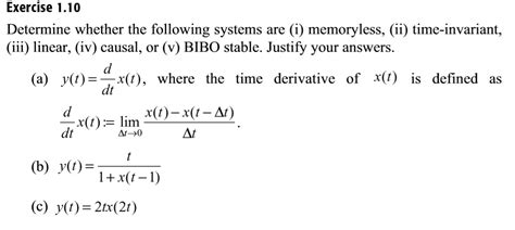 Solved Determine Whether The Following Systems Are I Chegg