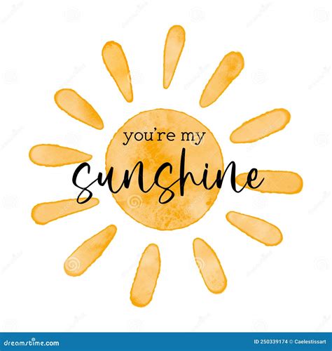 You Are My Sunshine Watercolor Textured Simple Vector Sun Icon