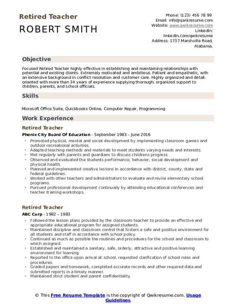 Retired Teacher Resume Sample English Teacher Resume Sample Inspires