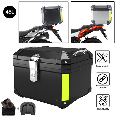 Motorcycle Top Box 45L Waterproof Rack ABS Universal Aluminum Style