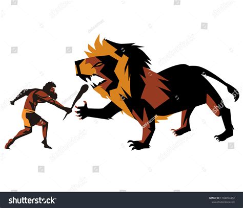 Hercules Heracles Fighting Nemean Lion Stock Vector Royalty Free