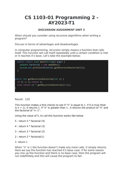 Cs Programming Ay T Discussion Assignment Unit Cs