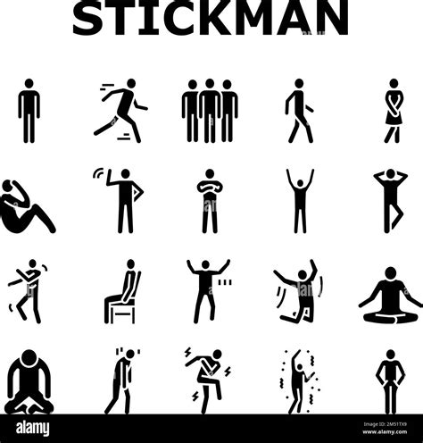 Stickman Man People Silhouette Icons Set Vector Stock Vector Image