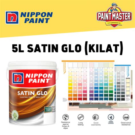 5L Nippon Paint Satin Glo Interior Paint Interior Wall Cat Dalam