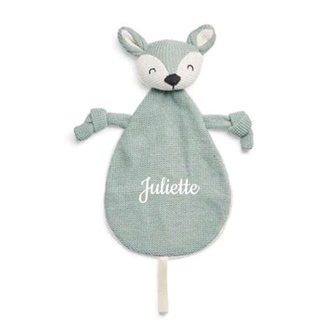 Doudou Plat Attache T Tine Biche Vert D Eau Jollein