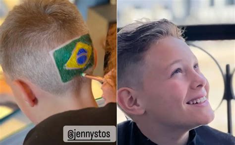 Davi Lucca Filho De Neymar Pinta A Bandeira Do Brasil No Cabelo Para