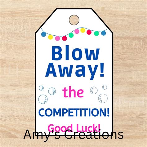 Printable Blow Away The Competition Good Luck Gift Tag Sports Etsy