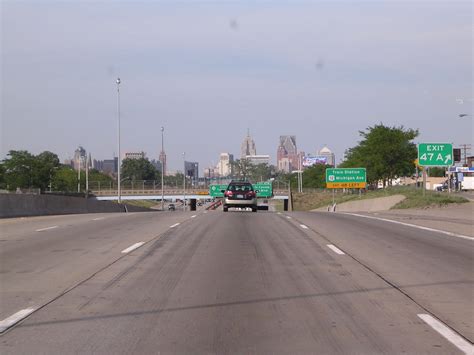 Detroit Mi Downtown Detriot From I 75 Northbound Near Michigan Av