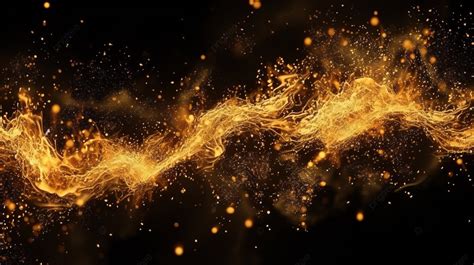 Golden Particles Flowing In A Falling Magic Dust Background 3d Rendered Image, Magic Background ...