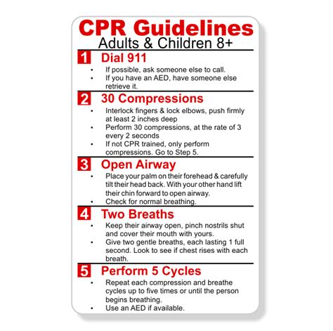 Cpr Steps Wallet Reference Card Name Tag Wizard