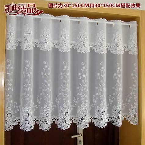 Embroidered European French white lace curtains tube curtain embroidery ...