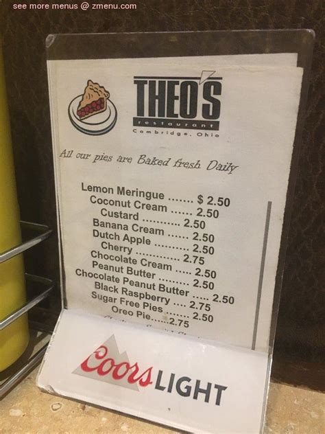 Menu At Theos Restaurant Cambridge