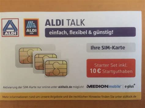 SIMKARTE ALDI TALK Starter Paket Set Inkl 10 Euro Startguthaben MEDION