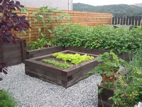 Raised Veg Beds Made From Sleepers Garden Inspiration Contemporary Garden Wildlife Gardening