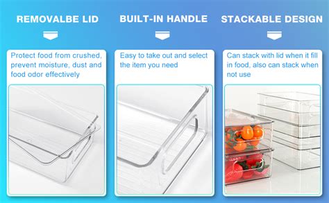 Refrigerator Organizer Bins With Lids Esarora 6 Pack Stackable Clear