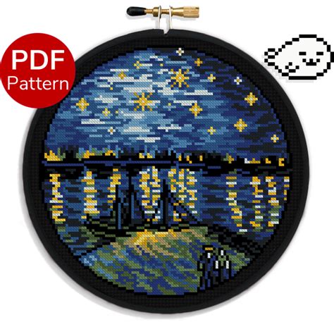 Starry Night over the Rhône Van Gogh Cross Stitch Pattern