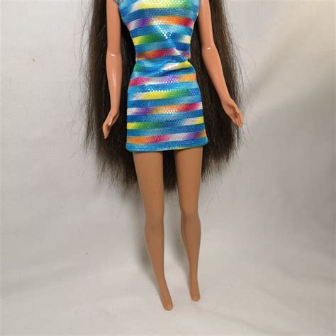 Bead Blast Barbie Brunette Doll Super Long Hair 1997 18891 Bob Mackie