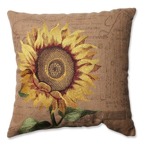 Pillow Perfect Sunflower Burlap Throw Pillow