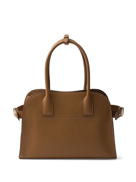 Prada Logo Lettering Leather Tote Bag Brown Farfetch Ao