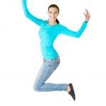 Jumping Isolated Woman Jump Stock Photo By Maridav 22310585