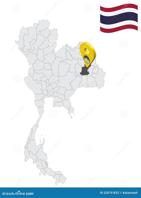 Location of Roi Et Province on Map Thailand. 3d Roi Et Flag Map Marker ...