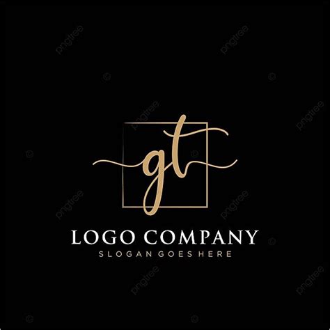 Initial Gt Handwritten Logo With Rectangular Vector Template Vector