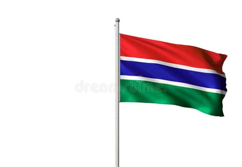 Gambia National Flag Waving Isolated On White Background Realistic 3d