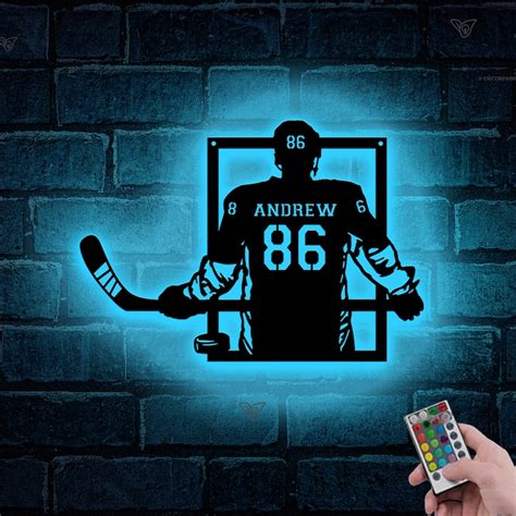 Custom Hockey Metal Sign With Led Light Hockey Wall Decor Hockey