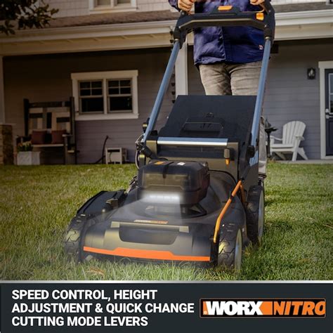 WORX 40-volt 21-in Cordless Self-propelled Lawn Mower 5 Ah (2-Batteries ...