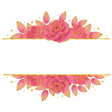 Wreath Beautiful Watercolor Floral Red Pink Gold Rose Flower Frame Wreath Flower Wedding Png