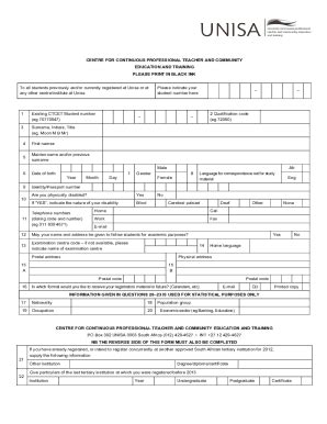 Unisa Application Form Fill Online Printable Fillable Blank