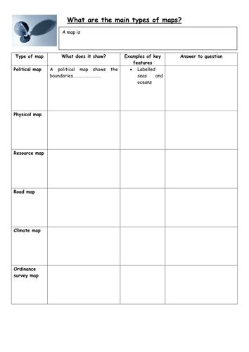 Types Of Maps Worksheet