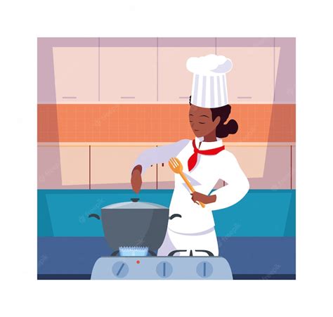 Premium Vector Woman Cooking Chef In White Uniform